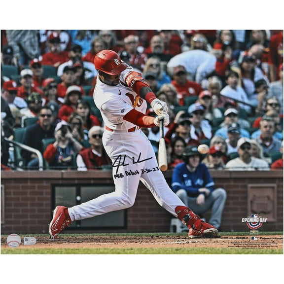 Jordan Walker St. Louis Cardinals Autographed 16" x 20" Opening Day Photograph with "MLB Debut 3-30-23" Inscription - Fanatics Authentic Certified