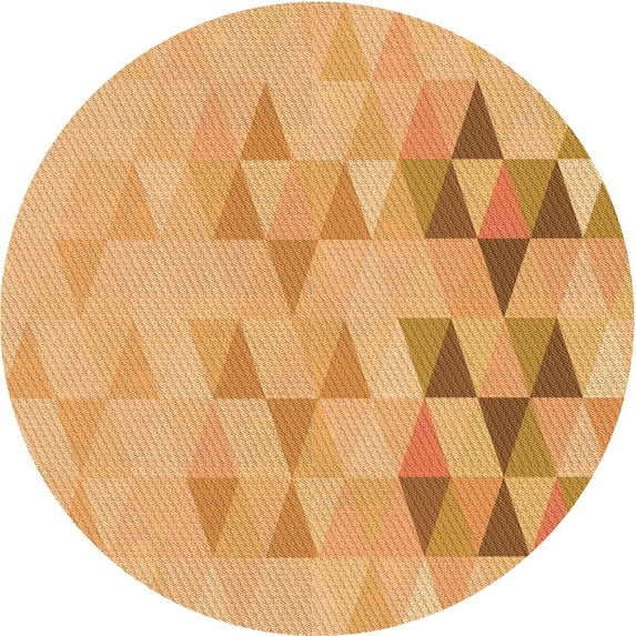 Ahgly Company Machine Washable Indoor Round Transitional Yellow Orange Area Rugs, 5' Round