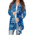 thumbnail image 2 of Women's Fashion Christmas Print Jacket, Long Sleeve Casual Cardigan Coat for Everyday Wear and Comfortable Outfits,Blue,M, 2 of 7