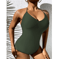 thumbnail image 3 of Hilor Women's Halter One Piece Swimsuit Lace Up Strappy Monokini Swimwear Low Back Slimming Bathing Suits, 3 of 7