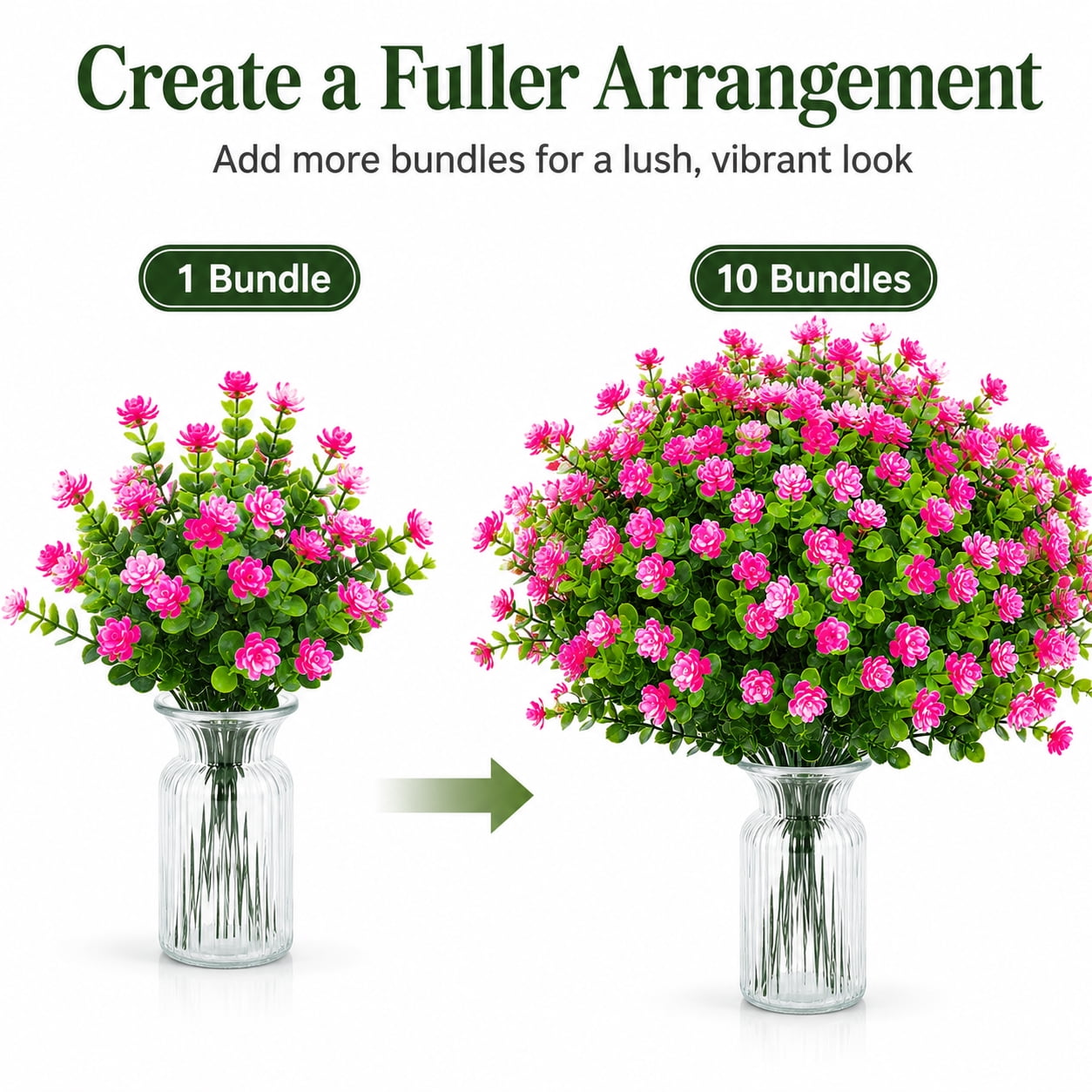 10 Bundles Artificial Fake Flowers, Faux Outdoor Plastic Plants UV Resistant Shrubs Outside Indoor Decorations