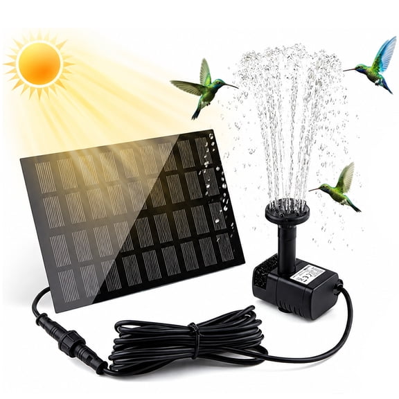Samovi Solar Fountain Pump, 2W Outdoor Solar Water Pump with Multiple Nozzles, Solar Powered Pump for Bird Bath, Outdoor Ponds, Pool, Patio Garden and Other Outdoor Places (Black)