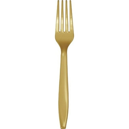 Plastic Fork Champagne - Touch of Color Premium Plastic Forks, Glittering Gold, 24 Ct