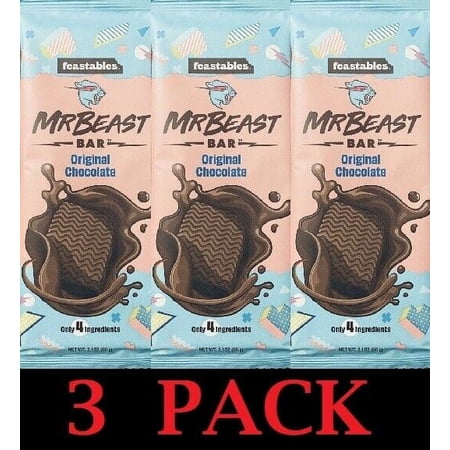 3x Mr Beast Feastables ORIGINAL CHOCOLATE Bar 2.1 oz - FREE SHIP - 3 PACK