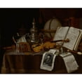 thumbnail image 2 of Edwaert Collier 24x20 Gold Ornate Framed and Double Matted Museum Art Print Titled - Vanitas Still Life with a Violin, Silver Incense Burner, Globe, Sword, Box of Jewelry, and Manuscripts (1, 2 of 4