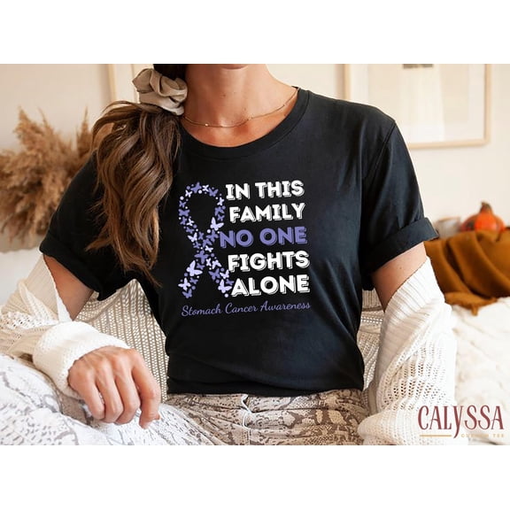 Stomach Cancer Shirt, Support The Fighters Shirt, In This Family No One Fights Alone Tee, Stomach Cancer Awareness, Admire The Survivors.