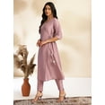 thumbnail image 4 of Janasya Indian Women's Lavender Chinnon Solid Wrap Kurta Set, 4 of 5