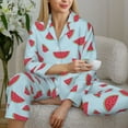 thumbnail image 4 of Wukai Watermelon Print Women's Pajama Set - Soft Long Sleeve Sleepwear for Comfort and Style-, 4 of 9