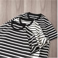 thumbnail image 5 of Men's Heavyweight Striped T-Shirt, Relaxed Cotton Crewneck Tee with Black and White Stripes, 5 of 9