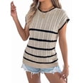 thumbnail image 3 of Sleeveless Sweater Vest Summer Sweater for Women Crewneck Sleeveless Clothes 2025 Trendy Casual Knit Tops Khaki S, 3 of 7
