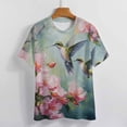 thumbnail image 3 of Flower Hummingbird Women's Short Sleeve T-Shirt Crew Neck Casual Summer Trendy Loose Fit Tops, 3 of 6