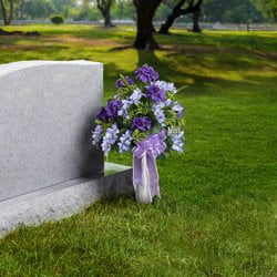 FloraCraft Plastic Cemetery Vase With Foam and Removable Spike 2.9 inch x 7.2 inch Stone