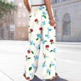 thumbnail image 6 of TRUBKH boho pants for women High Waist Wide Leg Pants Floral Solid Long Palazzo Pants Print Boho Palazzo Pants High Waist Trousers womens hiking pants cotton capri pants for women White S, 6 of 6
