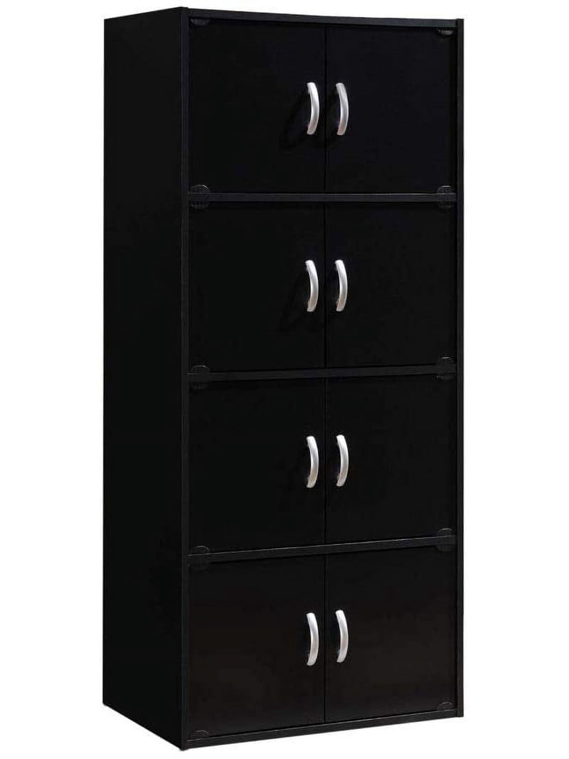 Hodedah 4-Shelf, 8-Door Multipurpose Cabinet, Black - Walmart.com
