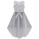 thumbnail image 3 of Vestido de Niña Gris de Tul con Lentejuelas Alto-bajo para Boda y Fiesta 7, 3 of 5