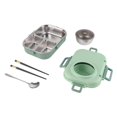 thumbnail image 1 of Recipiente Térmico para Alimentos de Acero Inoxidable 304, 1100 ml, Doble Capa, 3 Compartimentos, con Tazón para Sopa, Palillos y Cuchara (VERDE), 1 of 9