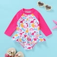 thumbnail image 2 of Happy Town Newborn Baby Girls Swimsuit Summer One-Piece Long Sleeve Beach Bathing Suit, 2 of 7