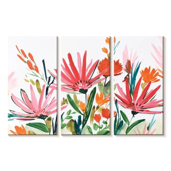 Elephant Stock Pink Petals Wall Art - Horizontal Multi Panel Canvas - Living Room Wall Decor - Floral And Botanical Multi Panel - Pink And White Decor By Isabelle Z. - 23" x 14"