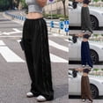 thumbnail image 6 of SEARCHI Women Casual Pants Baggy Cargo Pants  Wide Leg Loose Trousers Streetwear Jogger Trousers Hippie Punk Style, 6 of 6