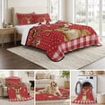 thumbnail image 6 of Quilts Twin XL Size Bedding Set, Christmas Elk Lightweight Quilted Comforter, Xmas Ball Botanical Red Checked Polka Dot Soft Reversible Bedspread Coverlet with Pillow Covers for All Season, 68" x 98", 6 of 9