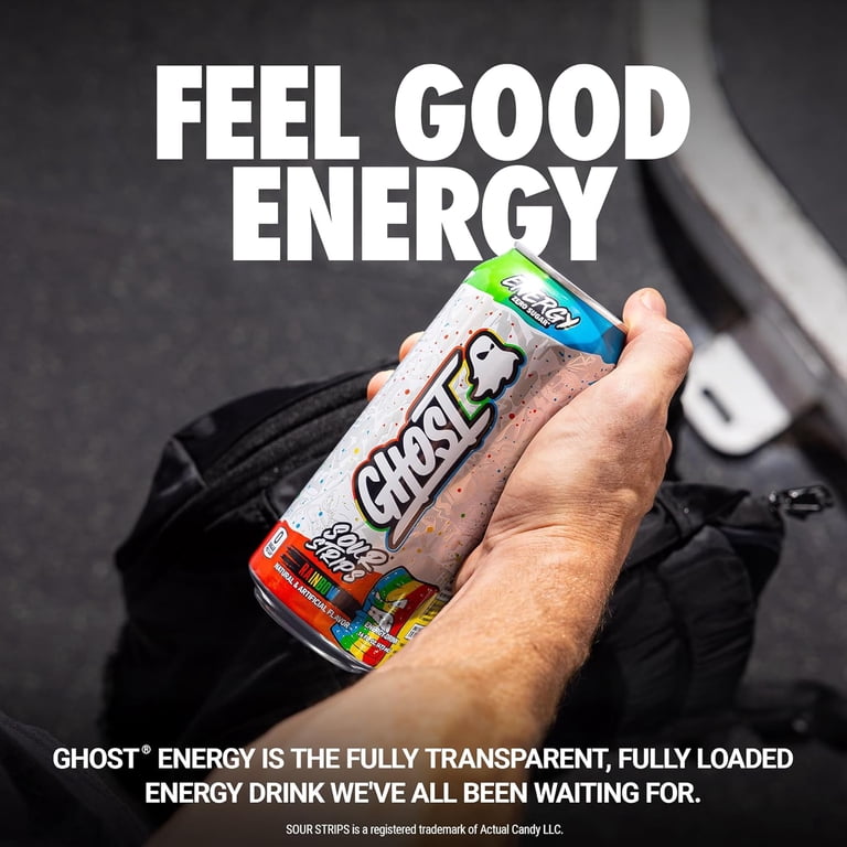 GHOST Energy Drink, Sour Strips Rainbow, 16 fl oz Cans (12 Pack) – Zero  Sugar, 200mg Natural Caffeine, L-Carnitine & Taurine, Vegan & Gluten-Free