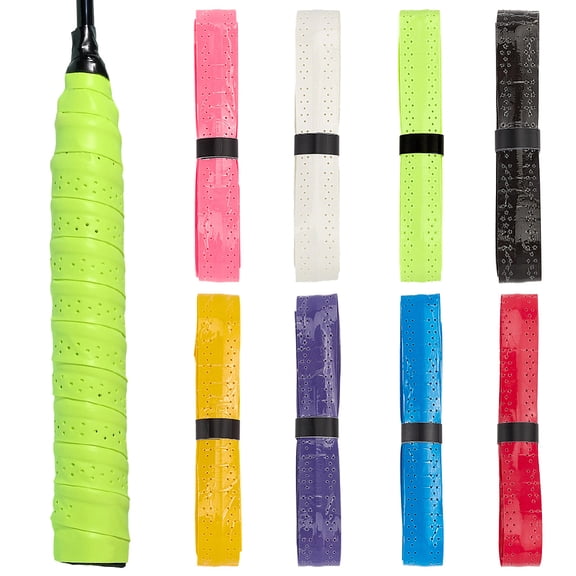 8 Pack 8 Colors Pickleball Grip Tape Roll Tennis Racket Handle Wrap Colorful PU Leather Nonslip Perforated Overgrip Absorbent Replacement Tapes
