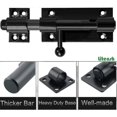 thumbnail image 4 of Heavy Duty Slide Gate Latch Bolt Safety Door Lock With Padlock Hole, 304 Stainless Steel Matte Black, 6 Inch 160mm Length, 14mm Dia. (8 Inch (200mm), 4 of 5
