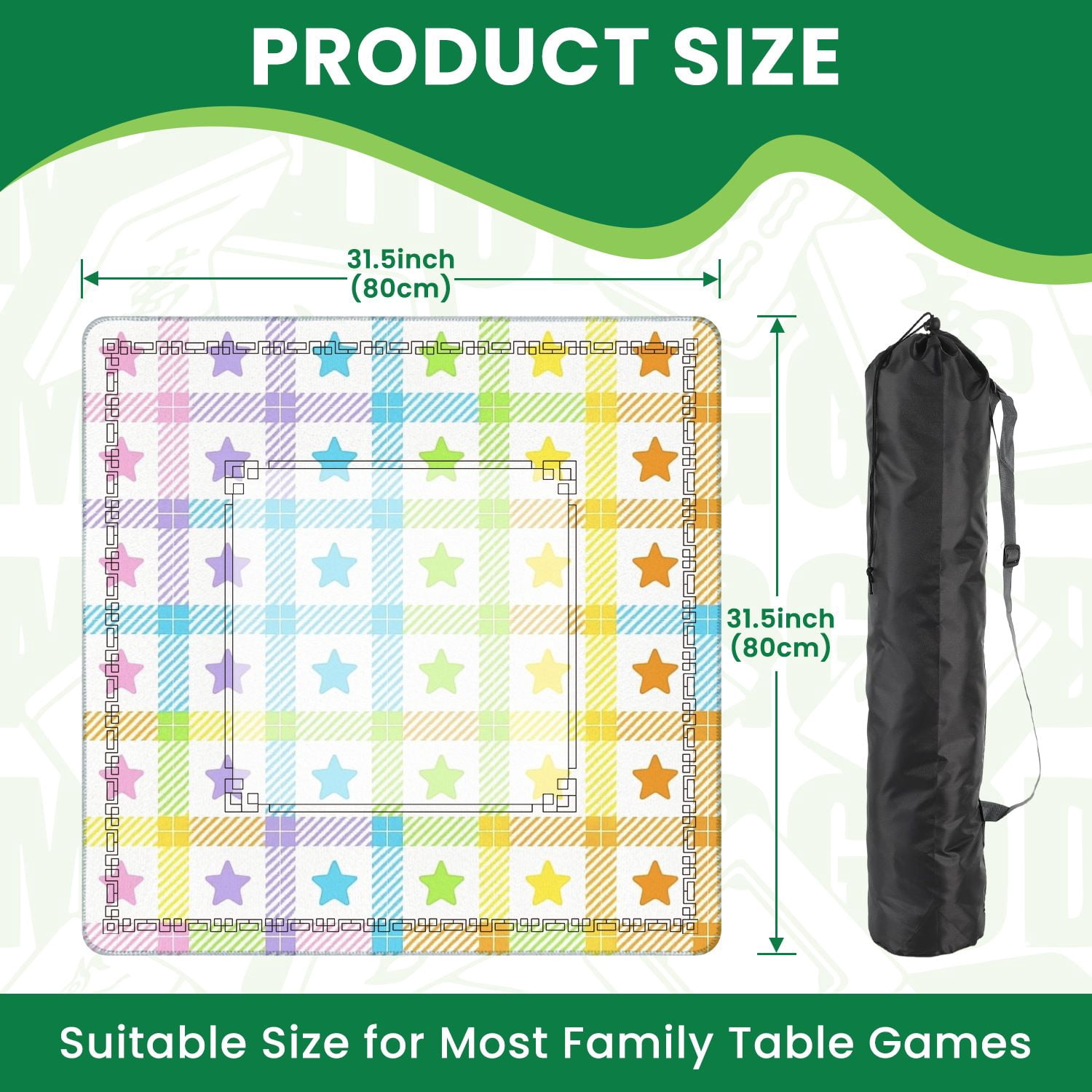 Mahjong Mat 31.5" x 31.5" Abstract Geometric Vibrant Gradient Colors Modern Design Non-Slip Noise Reduction American Mahjong Tiles Table Cover for Dominoes Poker Card Board Games Gift