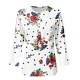 thumbnail image 4 of Gibobby Blusas Para Mujer Elegantes Blusa de manga cuartos con cuello redondo y botones estampados de lunares florales a la informal para mujer（Blanco， L), 4 of 5
