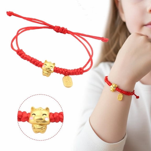 LANpengDZ 2026 New Year Of Horse Red Bracelets Adjustable Red String Bracelets Golden Horse Charm Wristband Chinese Amulet Horses Good Luck Jewelry Unisex 1 bracelet accessories Bracelets