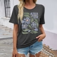 thumbnail image 2 of Lkhaha T-Shirts for Women Summer Casual Short Sleeve Loose Round Neck Printed Athletic Blouse Grey 2XL, 2 of 4