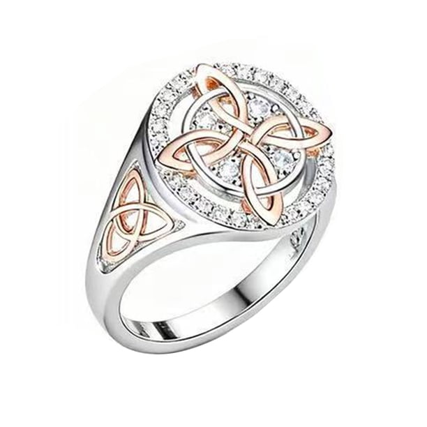 Anillo de dedo para mujer con diseño de nudo de bruja, anillo bicolor para mujer, anillo protector de energía negativa y confort espiritual.
