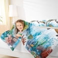 thumbnail image 4 of Feelyou Kawaii Sea Turtle Full Size Comforter Sets, Watercolor Ocean Coral Bedding Comforter Set, Teens Kids Boys Girls Reversible Bedding Sets, Lightweight Room Decor, 3 Pieces, 4 of 8
