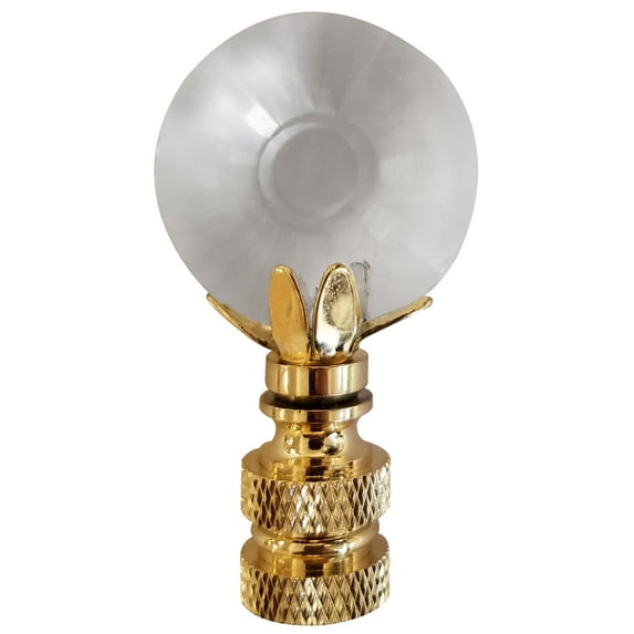 Royal Designs, Inc. Sun Cut Round 1.12 Inch Medium Lamp Finial, F-2020M-PB-1, Polished Brass, Single