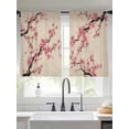thumbnail image 2 of Spring Flowers Sheer Curtains 45 Inch Length 2 Panels Set Window Treatments, Country Pink Peach Blossoms Botanical Floral Rod Pocket Semi Curtains for Living Room/Bedroom/Kitchen Décor, 104"W x 45"L, 2 of 7