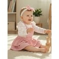 thumbnail image 3 of Miaouyo Infant Baby Girl Valentines Day Outfit 0 3 6 12 18 Months Cute Fashionable Long Sleeve Heart Bow Printed Romper with Headband, 3 of 9