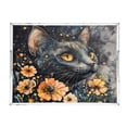 thumbnail image 2 of WOBOGO Tabby with Flowers Acrylic Serving Trays 15.7x11.8 Inch Spill Proof Clear Decorative Organizer with Handle, 2 of 7