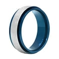 thumbnail image 3 of Mens Stainless Steel Blue IP Frozen Finish Wedding Band - Mens Ring, 3 of 5