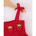 thumbnail image 5 of 6 Months Baby Girls Dress 12 Months Girls Sleeveless Dress Strawberry Solid Color Infant Girls Off-the-shoulder Summer Suspender Dress Red, 5 of 7