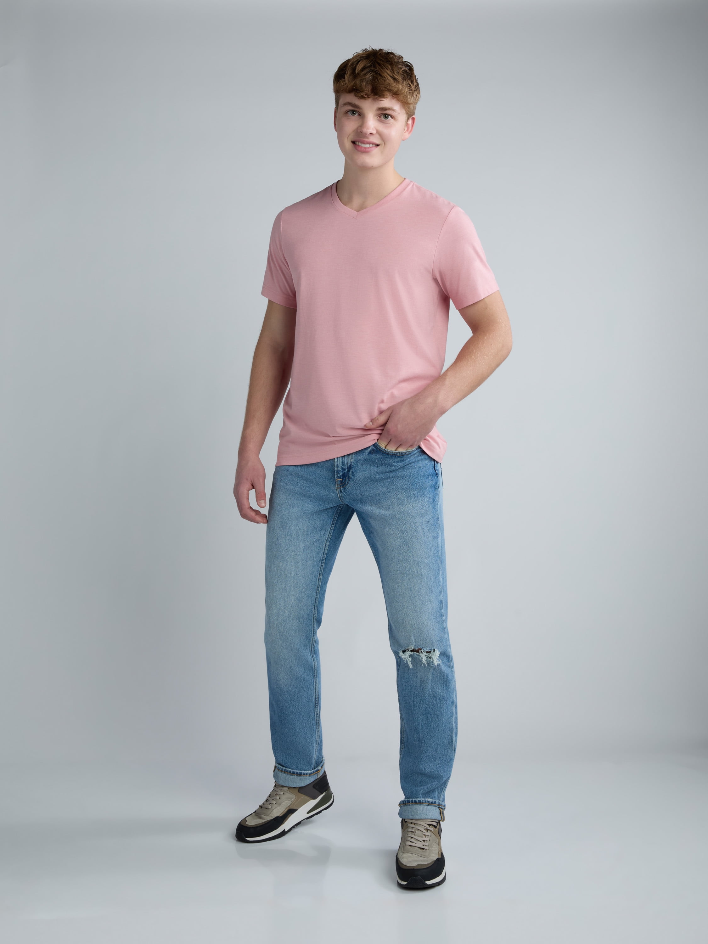 George Men's and Big Men's Lightweight V Neck Tee with Short Sleeves, 3-Pack, Sizes XS-3XL
