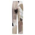 thumbnail image 6 of Abstract Beige Brown Artwork Winter Female Pants Flannel High Waist Women Pants Lady Warm Straight Leg Plush Trousers, 6 of 7