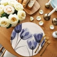 thumbnail image 2 of Round Placemats Navy Blue Tulip 15 inch Set of 4 Table Mats for Dining Table Retro Flower Floral Heat Resistant Non-Slip Kitchen & Home Decorative Place Mat Set, 2 of 8
