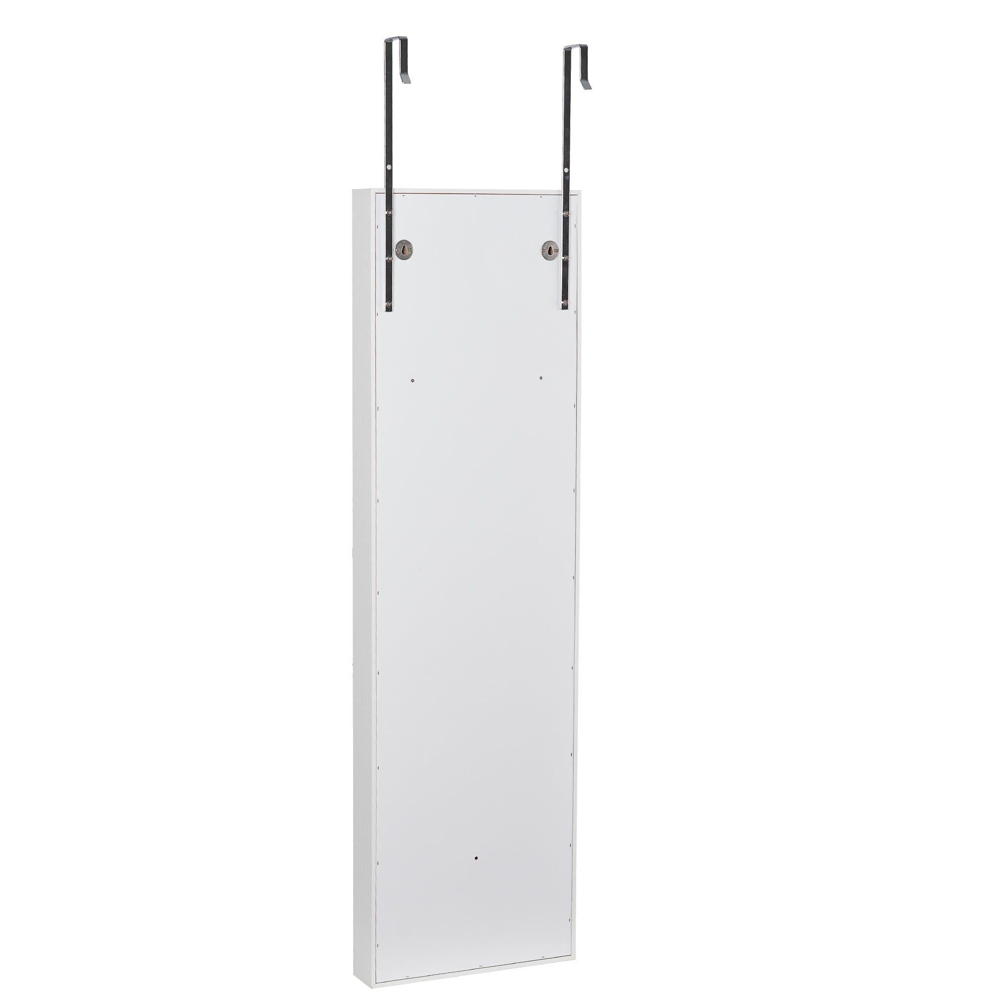 Resenkos Wall Door Mounted Jewelry Armoire Mirror with LED Light, Simple Lockable Jewelry Storage Organizer White Resenkos Wall Door Mounted Jewelry Armoire Mirror with LED Light, Simple Lockable Jewelry Storage Organizer White