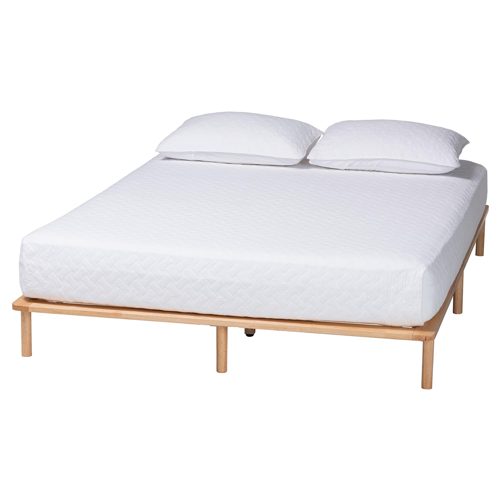 Baxton Studio Calhoun Japandi Bed Frame, Queen, Natural Brown