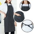 thumbnail image 5 of Men and Women Cooking Supplies Fabric Catering Halter Neck Clean Pinafore Bibs Stripes Pinafore Chef Apron BLACK STRIPES, 5 of 8