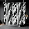 thumbnail image 6 of Black and White Shower Curtain for Bathroom Black and Gray Shower Curtain Fabric Modern Abstract Striped Minimalist Bath Curtains Waterproof Shower Curtains Set, Black Gray White, 72 x 72 Inch, 6 of 6