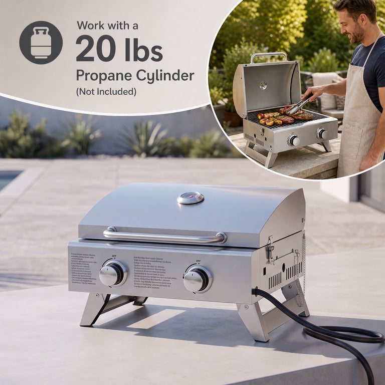 Costway Propane Gas Grill, 20,000 BTU Stainless Steel photo 5