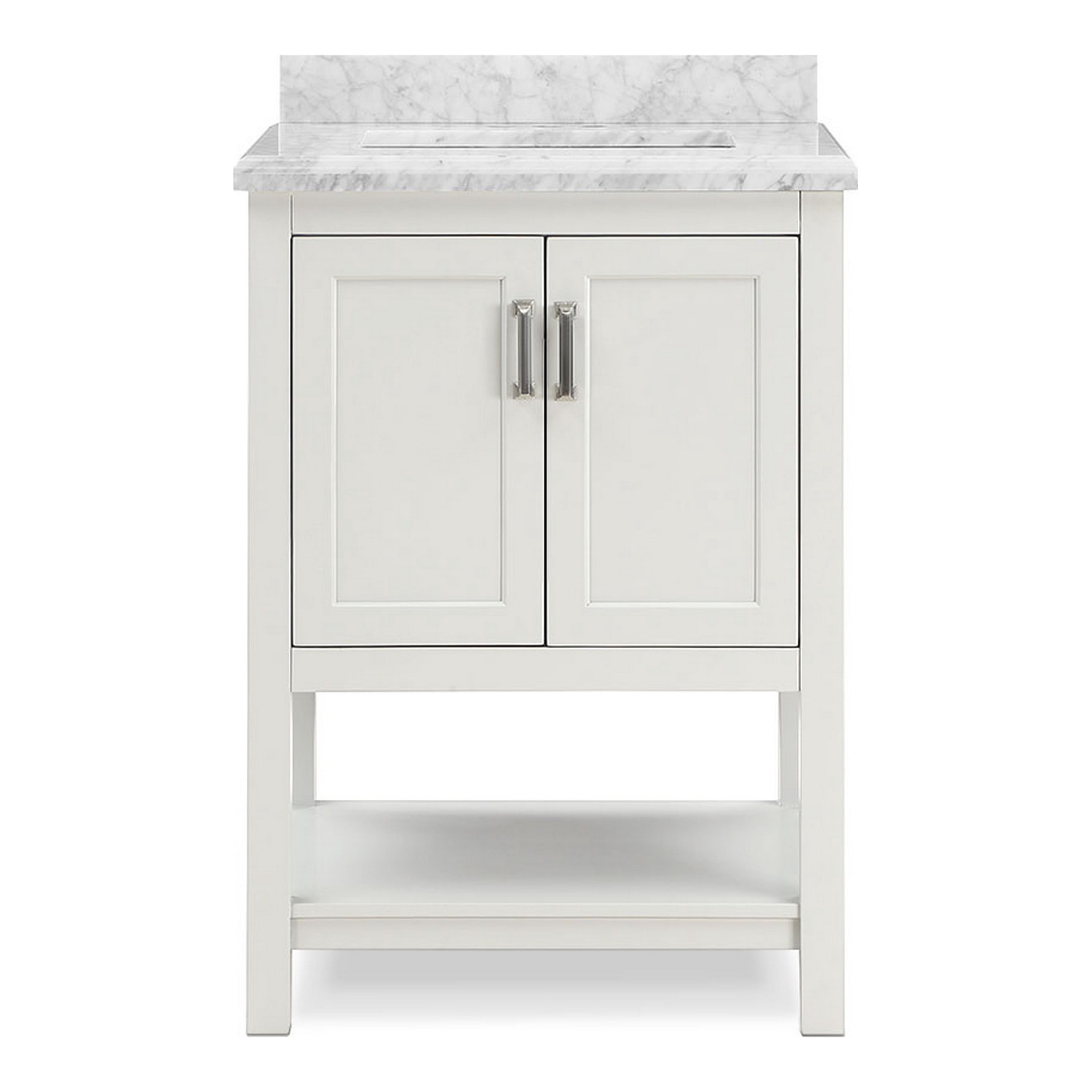 Furniture of America Anya 25" White Single Bathroom Vanity with White Carrera Marble Top and Undermount Sink