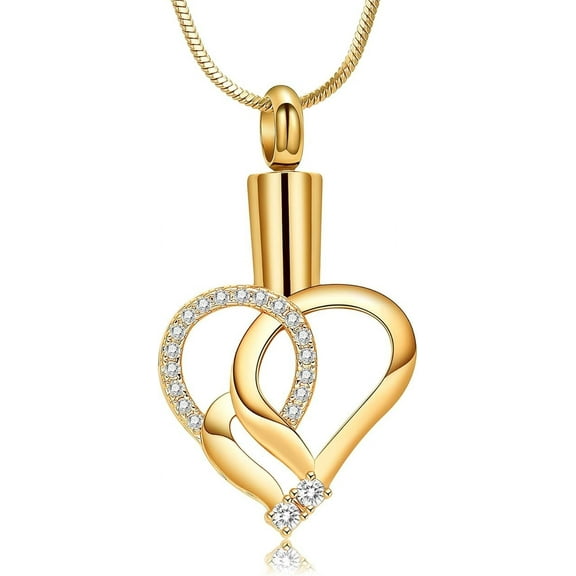 Crystal Urn Necklace for Human Ashes Heart With Birthstone Memorial Urn Cremation Jewelry Ash Necklace for Women