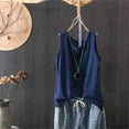 thumbnail image 4 of Breezora Soft Cotton Linen Knit Vest for Women Round Neck Lightweight Layering Piece Breezy Summer Tank Casual Staple XL Size Navy, 4 of 4